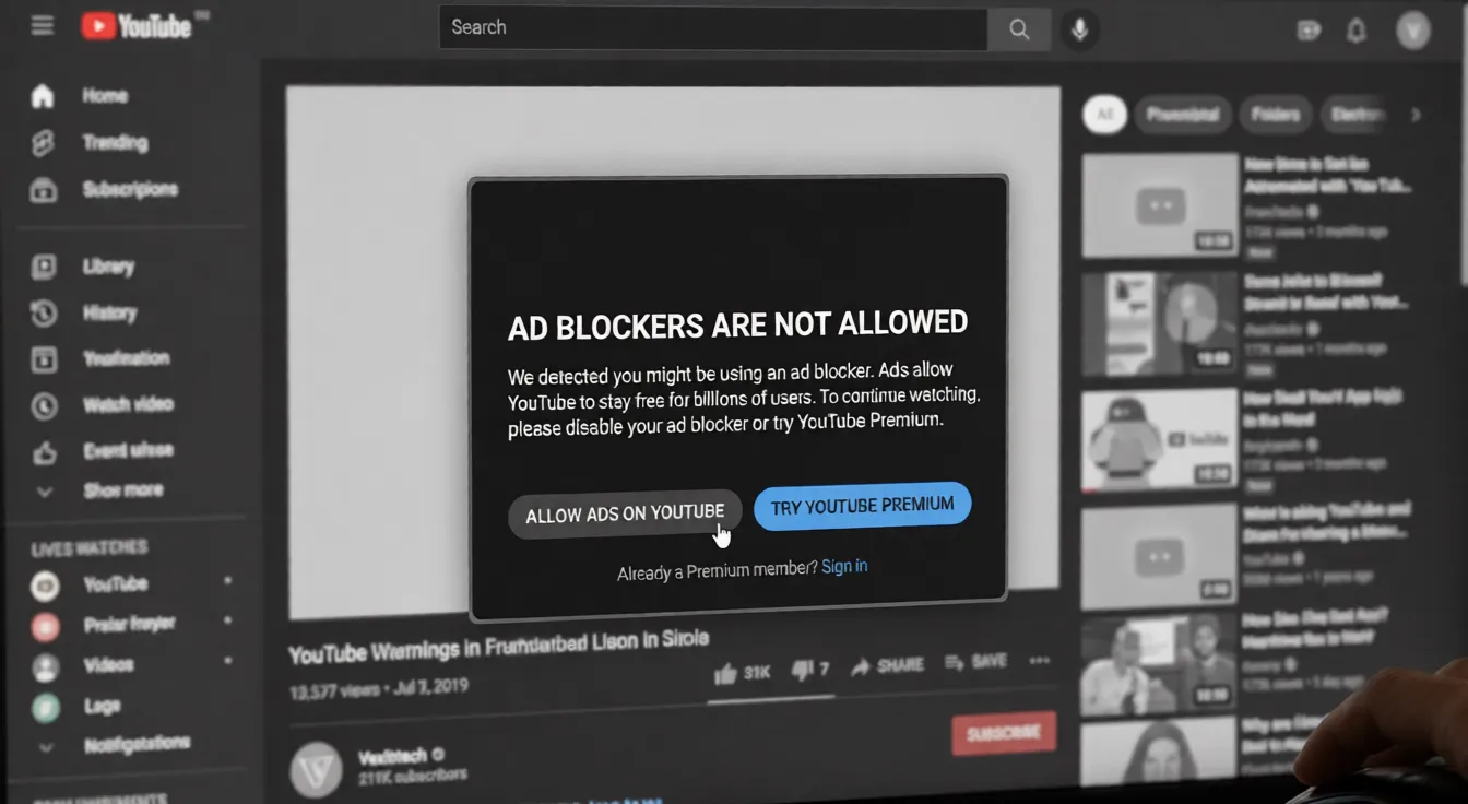 Youtube Warning Pop up